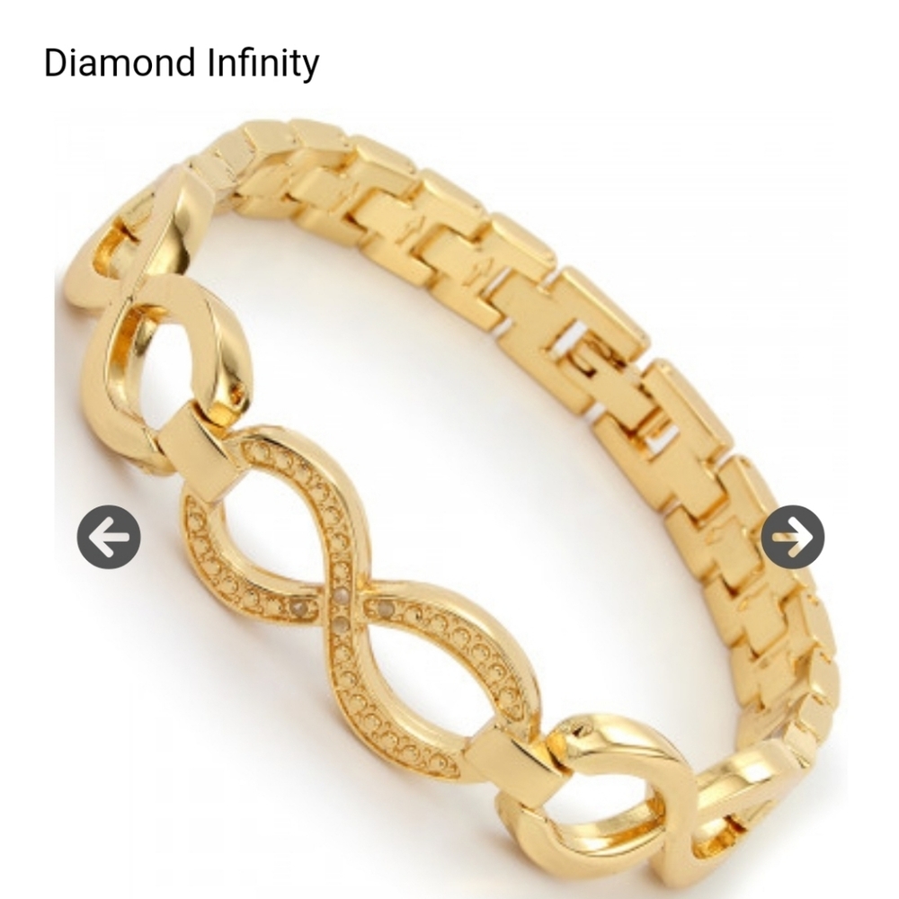 Yellow Gold Plated 8in Diamond Designer Bracelet